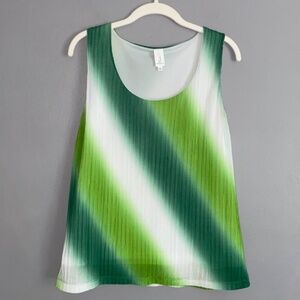 JONES NEW YORK Ombre Green Stripe Sleeveless Career Blouse Small